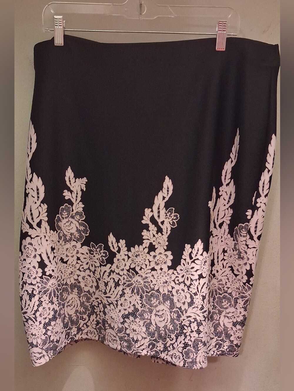 Floral Border Black and White Skirt